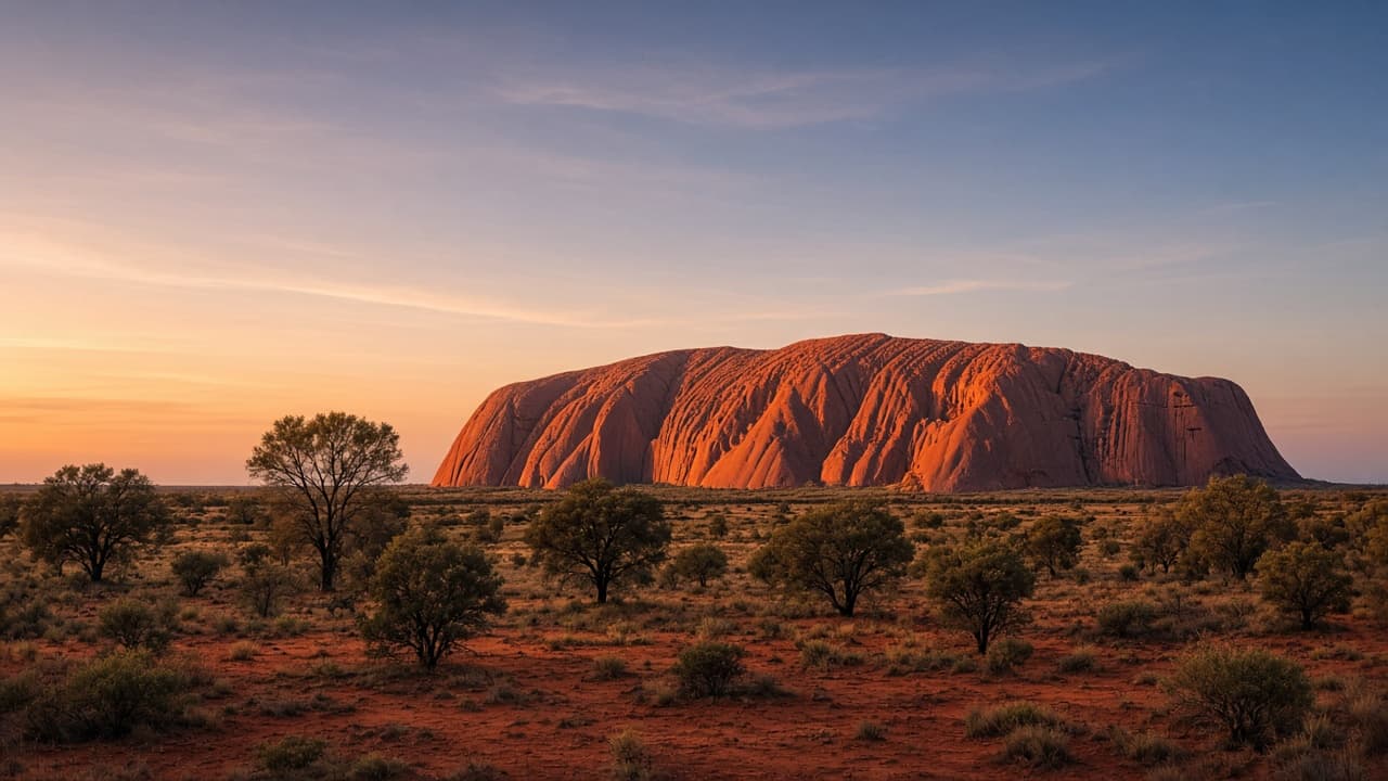 Uluru at sunrise from a respectful distance